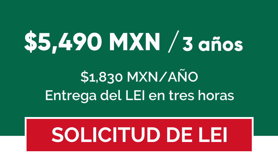 Precio código LEI en México por 3 años